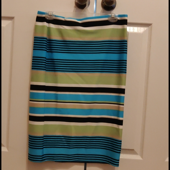 Blue & green stripe pencil skirt - Picture 1 of 4